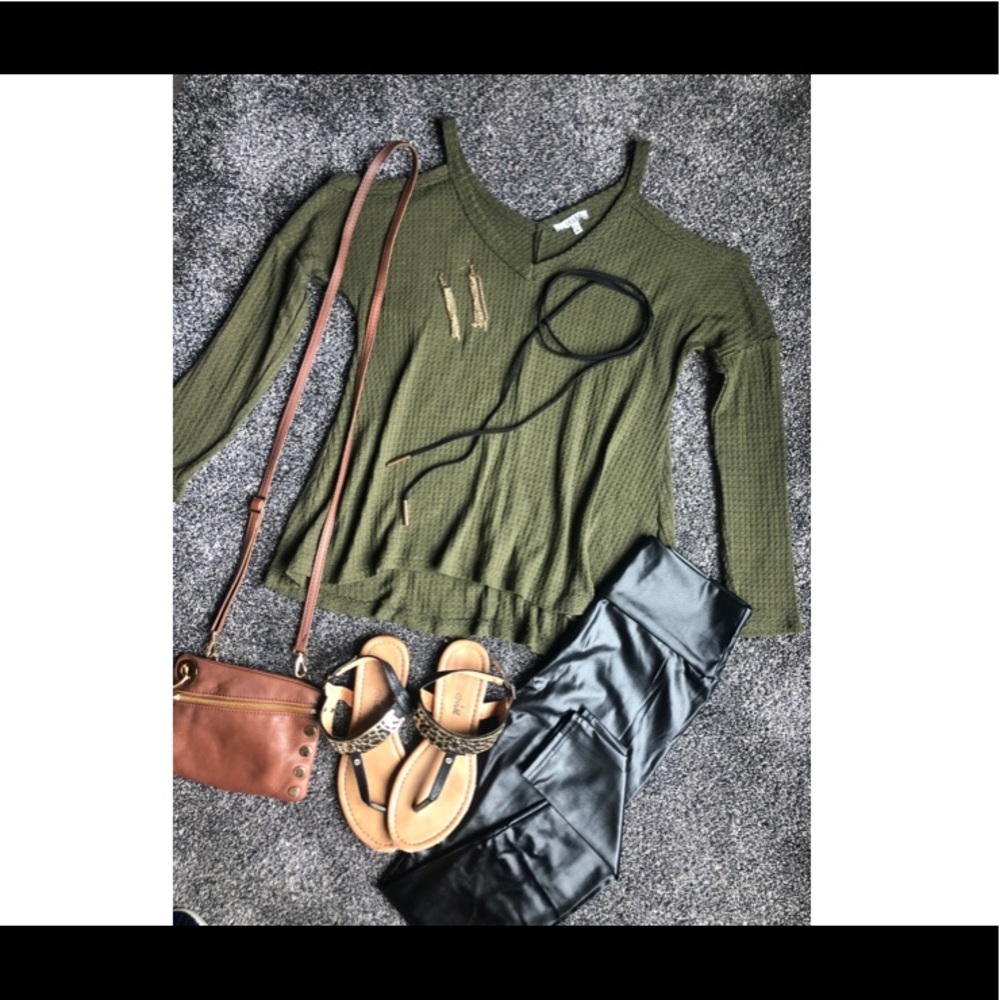 Olive Cold Shoulder Top